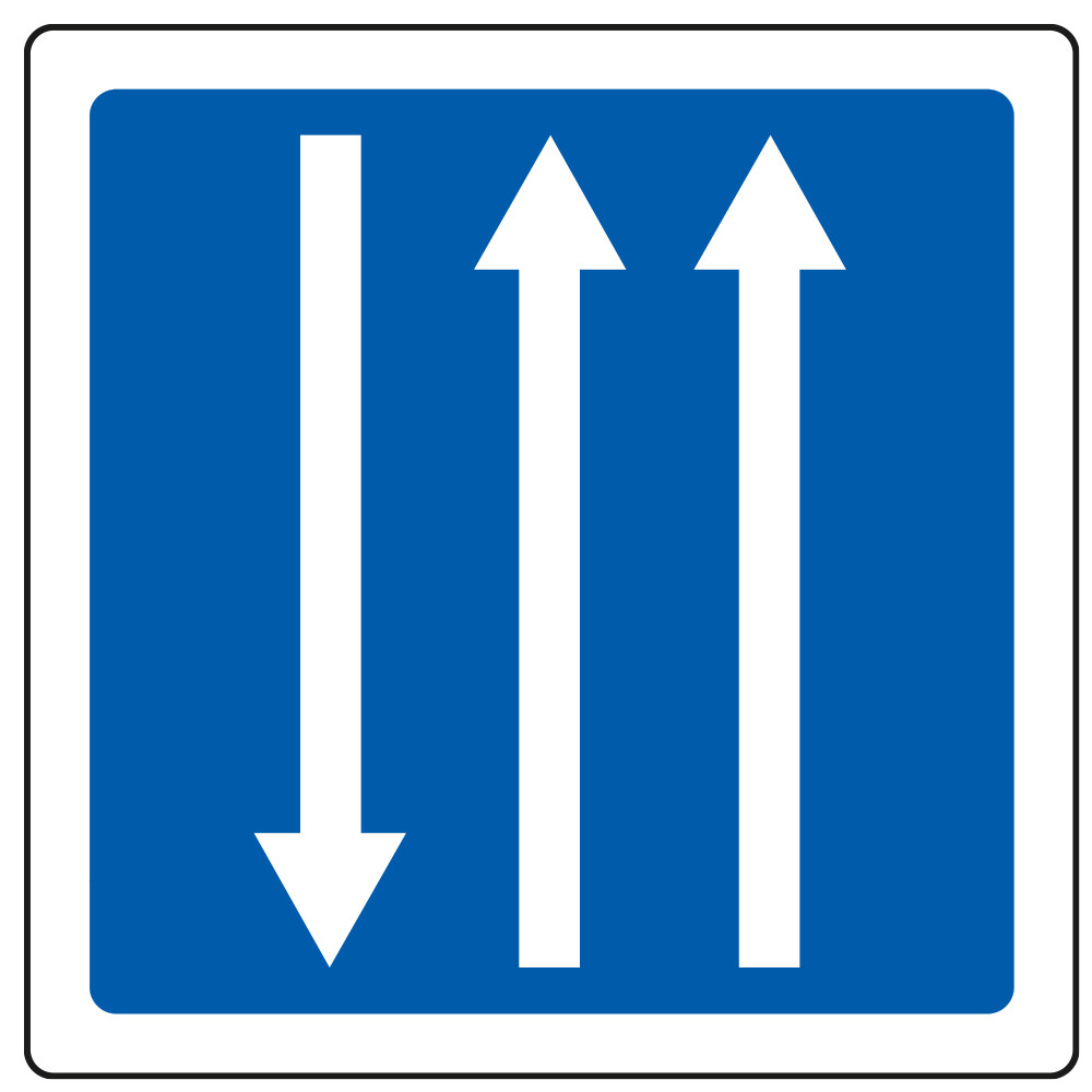 Panneau d'indication Créneau de dépassement à 3 voies affectés C29b Signalisation Carré Fond bleu Panneau Sécurité Routière Panneau d'indication Créneau de dépassement à 3 voies affectés C29b Signalisation Carré Fond bleu Panneau Sécurité Routière
