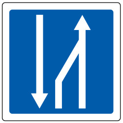 Panneau d'indication Fin d'un créneau de dépassement à trois voies C30 Signalisation Carré Fond bleu Panneau Sécurité