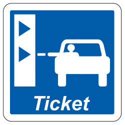 Panneau d'indication Présignalisation d'une borne de retrait de ticket de péage C62 Signalisation Carré Fond bleu Panneau Sécur