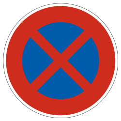 Panneau de stationnement Arrêt et stationnement interdit B6d Signalisation Ronde Fond bleu Bordure rouge Panneau Sécurité