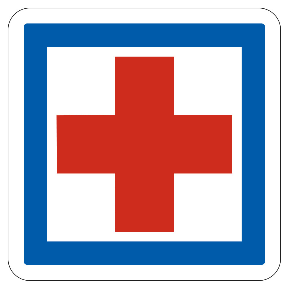 Panneau d'indication des services Poste de secours CE1 Signalisation Carré Fond blanc Bordure bleu Panneau Sécurité Routière