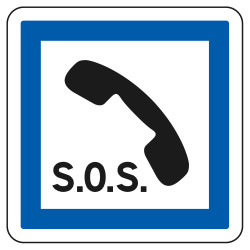 Panneau d'indication des services Poste d'appel d'urgence CE2a Signalisation Carré Fond blanc Bordure bleu Panneau Sécurité