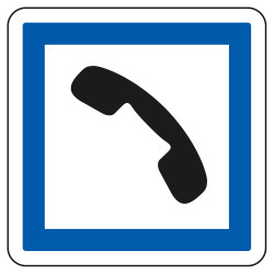 Panneau d'indication des services Cabine téléphonique publique CE2b Signalisation Carré Fond blanc Bordure bleu Panneau