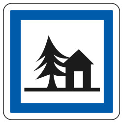 Panneau d'indication des services Auberge de jeunesse CE5a Signalisation Carré Fond blanc Bordure bleu Panneau Sécurité