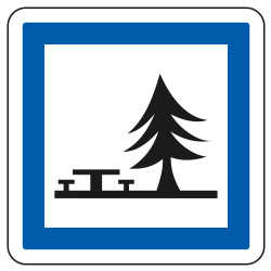 Panneau d'indication des services Emplacement pour pique-nique CE7 Signalisation Carré Fond blanc Bordure bleu Panneau Sécurité