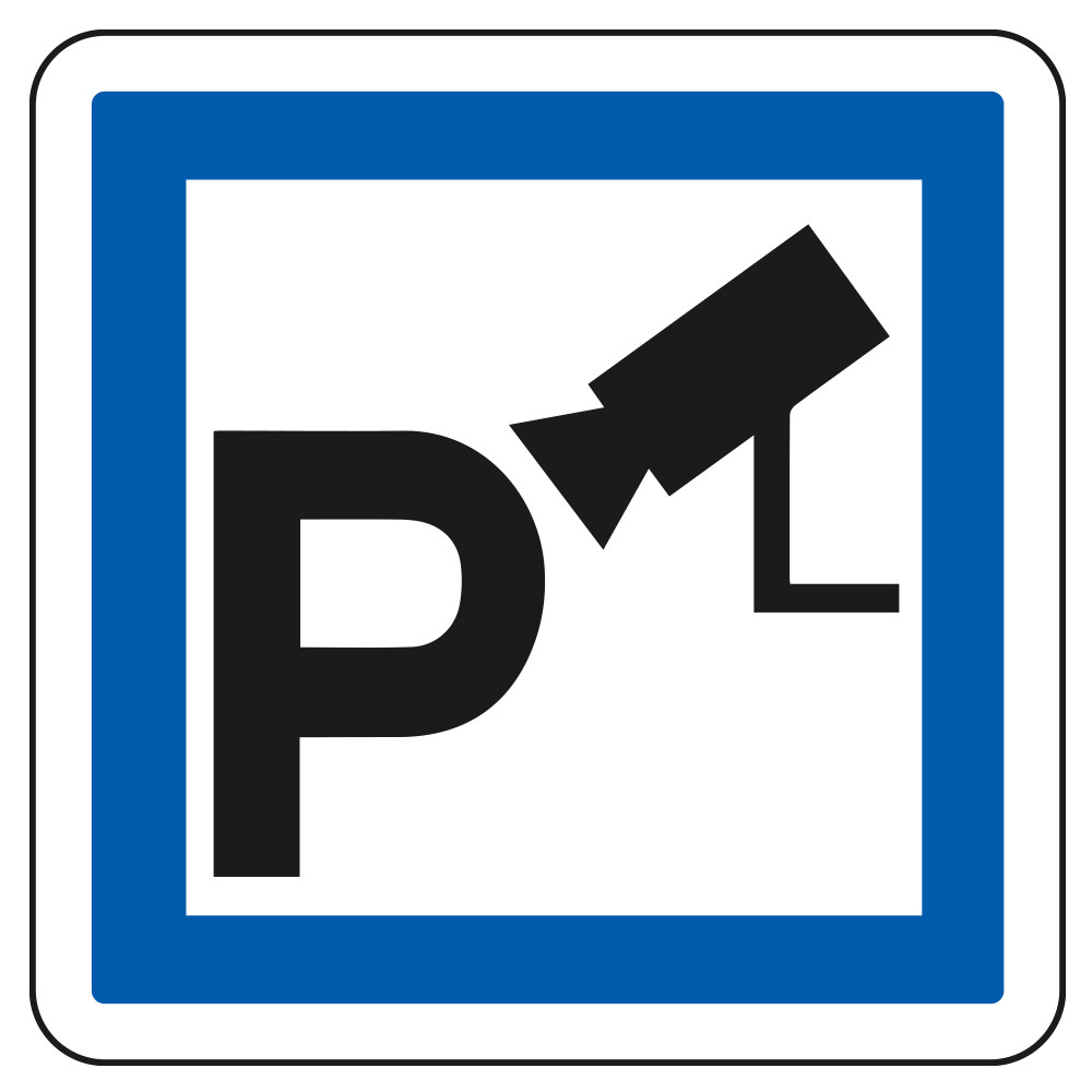 Panneau d'indication des services Parc de stationnement sous vidéosurveillance CE9 Signalisation Carré Fond blanc Bordure bleu Panneau d'indication des services Parc de stationnement sous vidéosurveillance CE9 Signalisation Carré Fond blanc Bordure bleu