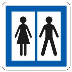 Panneau d'indication des services Toilettes ouvertes au public CE12 Signalisation Carré Fond blanc Bordure bleu Panneau