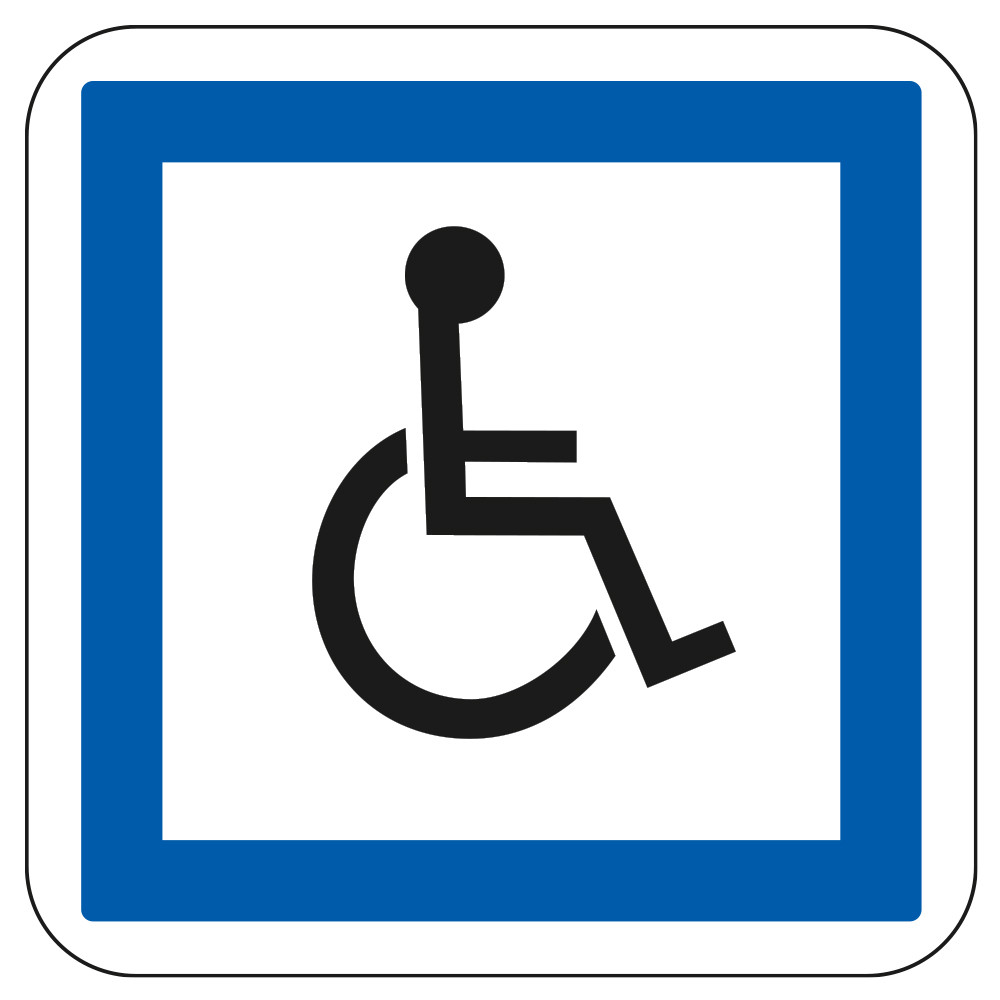 Panneau d'indication des services Installations accessibles aux personnes à mobilité réduite CE14 Signalisation Carré Fond blanc
