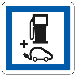 Panneau d'indication des services Poste de distribution de carburant et recharge véhicules électriques CE15g Signalisation Carré