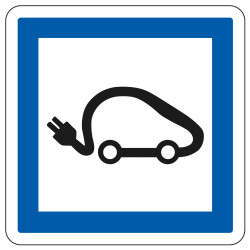 Panneau d'indication des services Poste de recharge de véhicules électriques CE15i Signalisation Carré Fond blanc Bordure bleu