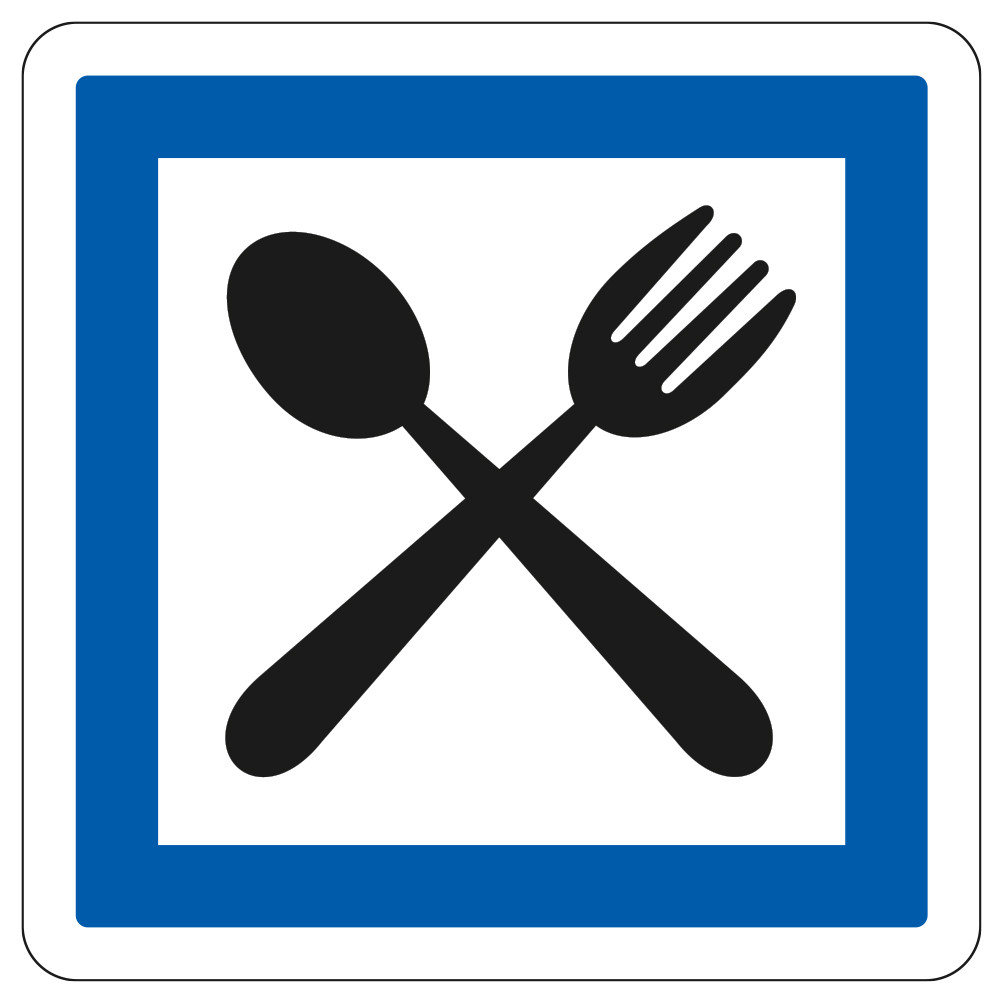 Panneau d'indication des services Restaurant ouvert 7 jours sur 7 CE16 Signalisation Carré Fond blanc Bordure bleu Panneau Panneau d'indication des services Restaurant ouvert 7 jours sur 7 CE16 Signalisation Carré Fond blanc Bordure bleu Panneau