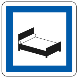 Panneau d'indication des services Hôtel ouvert 7 jours sur 7 CE17 Signalisation Carré Fond blanc Bordure bleu Panneau Sécurité