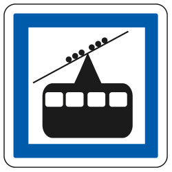 Panneau d'indication des services Gare de téléphérique CE20a Signalisation Carré Fond blanc Bordure bleu Panneau Sécurité