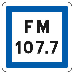 Panneau d'indication des services Fréquence radio pour circulation routière CE22 Signalisation Carré Fond blanc Bordure bleu