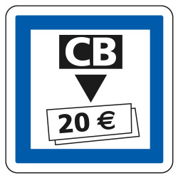 Panneau d'indication des services Distributeurs de billets de banque CE25 Signalisation Carré Fond blanc Bordure bleu Panneau