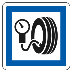 Panneau d'indication des services Station de gonflage, hors station service CE26 Signalisation Carré Fond blanc Bordure bleu