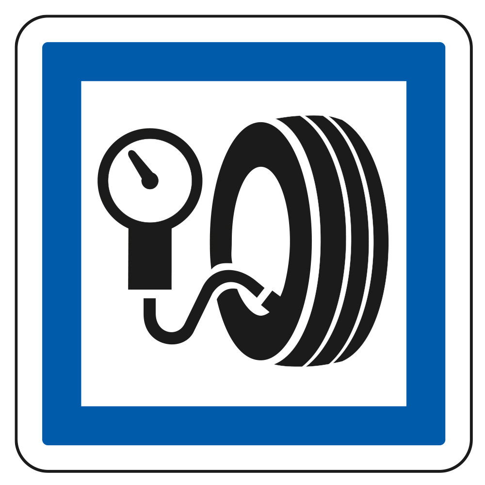 Panneau d'indication des services Station de gonflage, hors station service CE26 Signalisation Carré Fond blanc Bordure bleu Panneau d'indication des services Station de gonflage, hors station service CE26 Signalisation Carré Fond blanc Bordure bleu