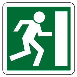 Panneau d'indication des services Issue de secours vers la droite CE30a Signalisation Carré Fond vert Panneau Sécurité Routiè