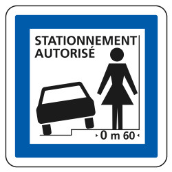 Panneau d'indication des services Autorisation de stationner sur le trottoir sous condition CE50n Signalisation Carré Fond blanc