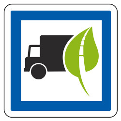 Panneau d'indication des services Point du réseau de distribution Ecotaxe CE51 Signalisation Carré Fond blanc Bordure bleu Panne