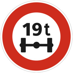 Panneau Interdiction Accès interdit aux véhicules pesant sur un essieu poids personnalisable B13a Signalisation Ronde Bord Rouge