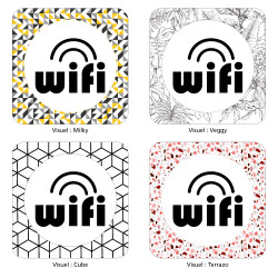 PLAQUE DE PORTE DESIGN SPHERE WIFI - 125X125 mm