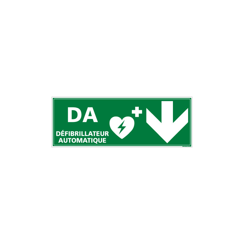 PANNEAU DEFIBRILLATEUR AUTOMATIQUE FLECHE VERS LE BAS (B0334)