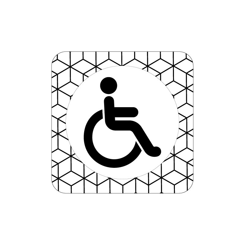 PLAQUE DE PORTE DESIGN SPHERE RESERVE HANDICAPES - 125X125 mm PLAQUE DE PORTE DESIGN SPHERE RESERVE HANDICAPES - 125X125 mm