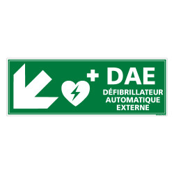 PANNEAU DEFIBRILLATEUR AUTOMATIQUE EXTERNE FLECHE VERS LE BAS A GAUCHE (B0336)