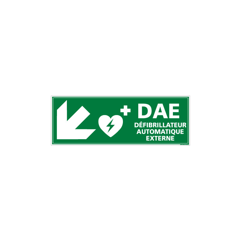 PANNEAU DEFIBRILLATEUR AUTOMATIQUE EXTERNE FLECHE VERS LE BAS A GAUCHE (B0336)