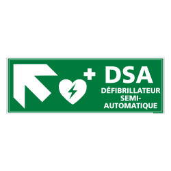 PANNEAU DEFIBRILLATEUR SEMI AUTOMATIQUE FLECHE VERS LE HAUT A GAUCHE (B0337)