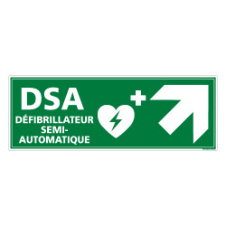 PANNEAU DEFIBRILLATEUR SEMI AUTOMATIQUE FLECHE VERS LE HAUT A DROITE (B0338)