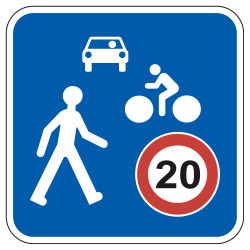 Panneau Zone de circulation Entrée de zone de rencontre B52 Signalisation Carré Fond bleu Panneau Sécurité Routière
