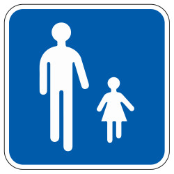 Panneau Zone de circulation Entrée d'une aire piétonne B54 Signalisation Carré Fond bleu Panneau Sécurité Routière