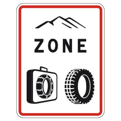 Panneau routier B58 Entrée de zone d'obligation d'équipements en période hivernale Gamme Ecolign en Galva