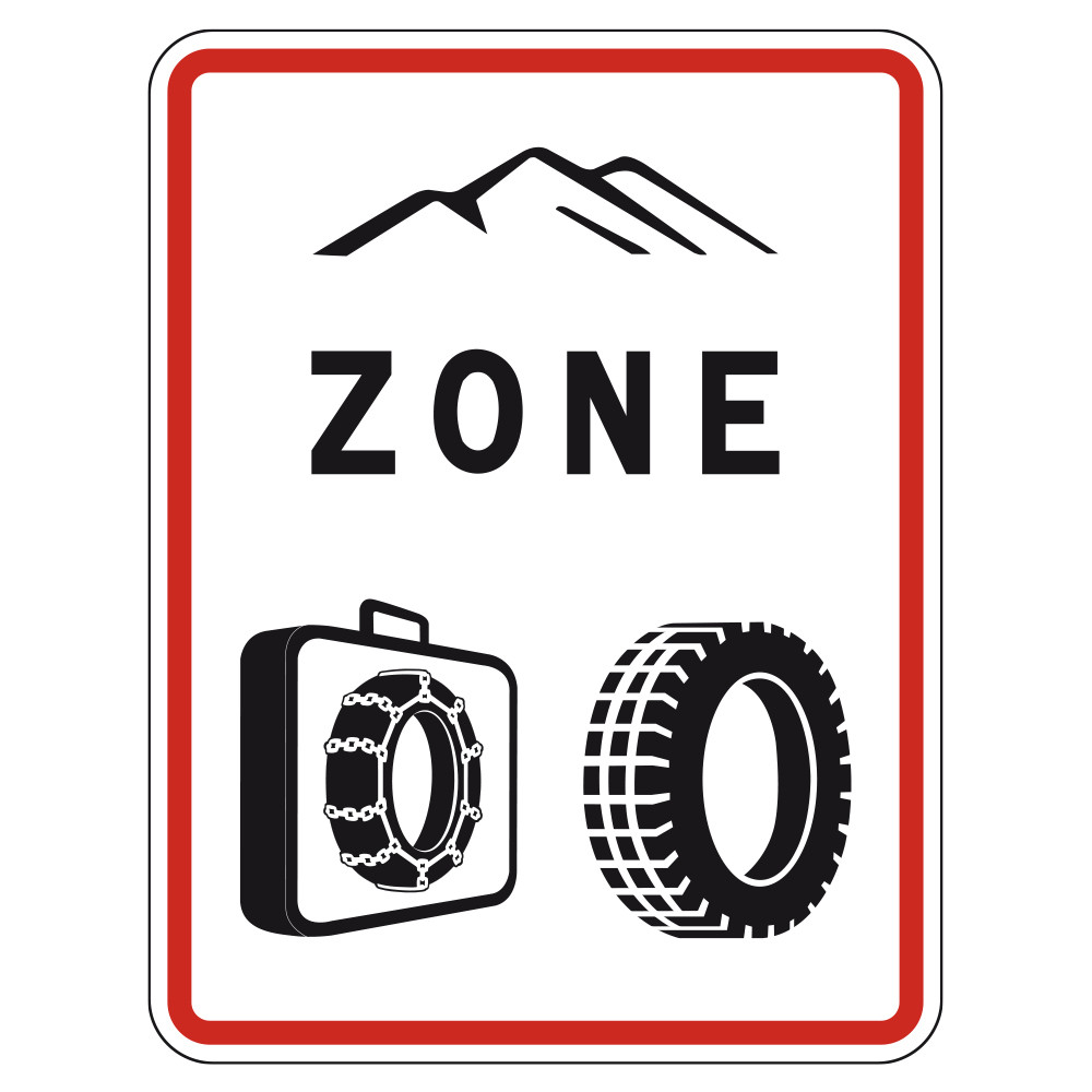 Panneau routier B58 Entrée de zone d'obligation d'équipements en période hivernale Gamme Ecolign en Galva