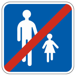 Panneau Fin de zone de circulation Sortie d'aire piétonne B55 Signalisation Carré Fond bleu Panneau Sécurité Routière