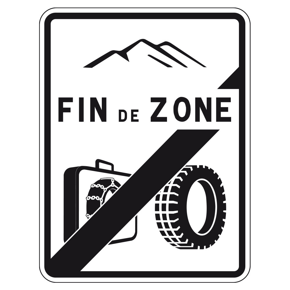 Panneau routier B59 Sortie de zone d'obligation d'équipements en période hivernale Gamme Ecolign en Galva