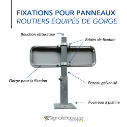 bride de fixation pour panneaux routiers en Galva