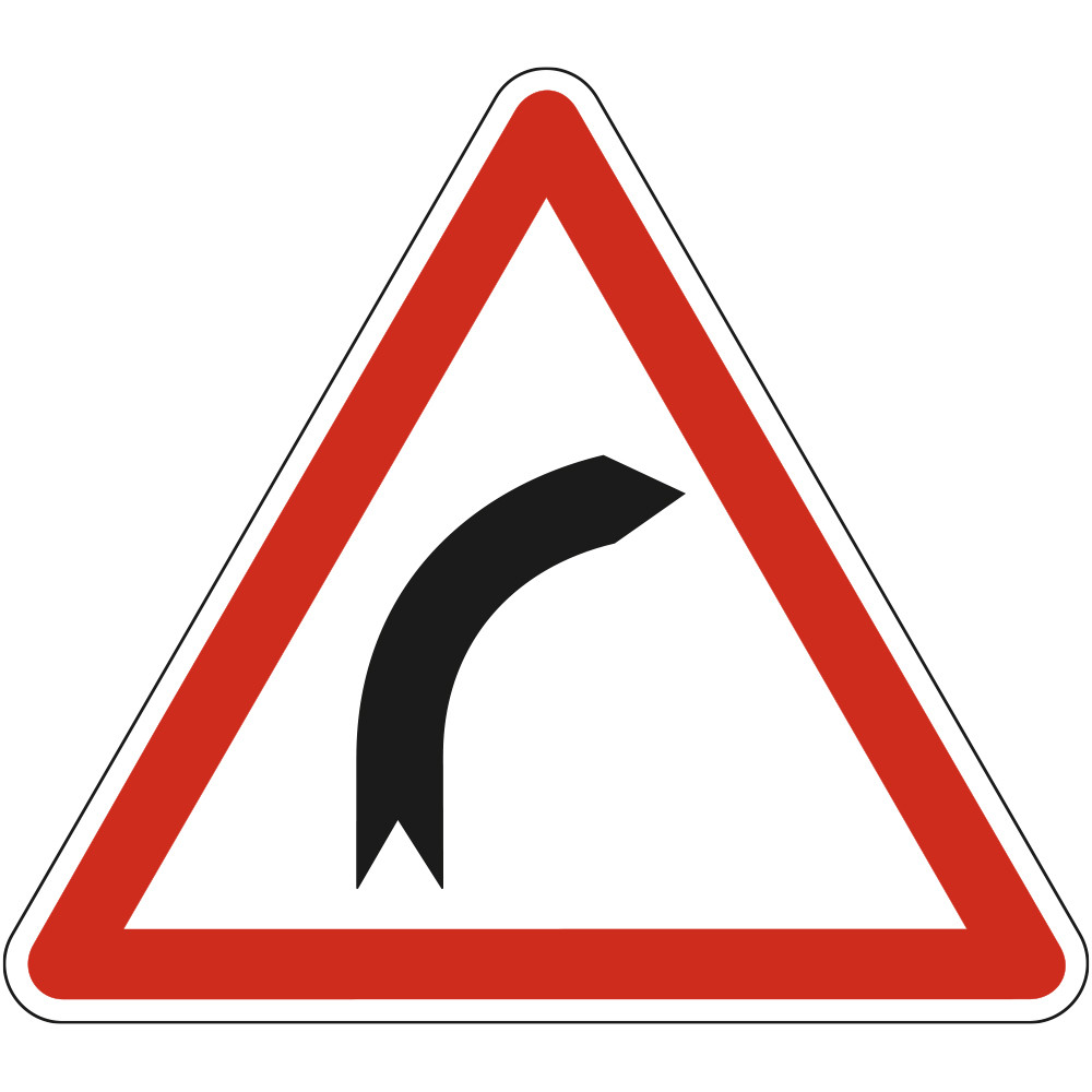 Panneau Danger Virage à droite A1a Signalisation Triangulaire Bord Rouge Panneau Sécurité Routière Panneau Danger Virage à droite A1a Signalisation Triangulaire Bord Rouge Panneau Sécurité Routière