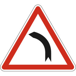 Panneau Danger Virage à gauche A1b Signalisation Triangulaire Bord Rouge Panneau Sécurité Routière