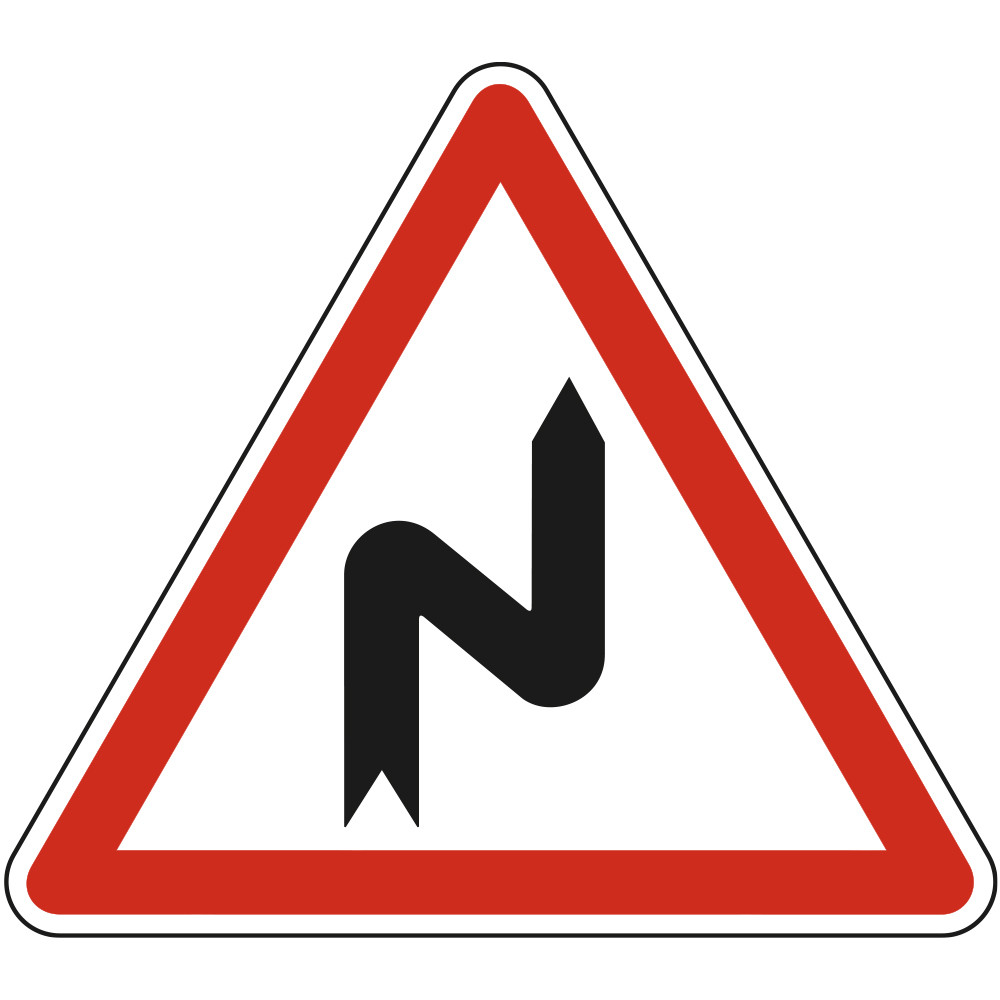 Panneau Danger Succession de virages dont le 1er est à droite A1c Signalisation Triangulaire Bord Rouge Panneau Sécurité Routi Panneau Danger Succession de virages dont le 1er est à droite A1c Signalisation Triangulaire Bord Rouge Panneau Sécurité Routi