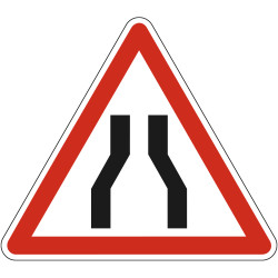Panneau Danger Chaussée rétrécie A3 Signalisation Triangulaire Bord Rouge Panneau Sécurité Routière