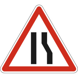 Panneau Danger Chaussée rétrécie par la droite A3a Signalisation Triangulaire Bord Rouge Panneau Sécurité Routière