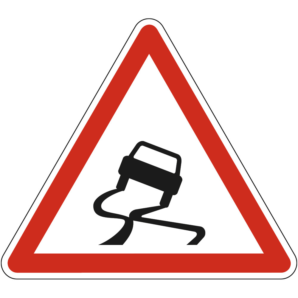 Panneau Danger Chaussée particulièrement glissante A4 Signalisation Triangulaire Bord Rouge Panneau Sécurité Routière Panneau Danger Chaussée particulièrement glissante A4 Signalisation Triangulaire Bord Rouge Panneau Sécurité Routière