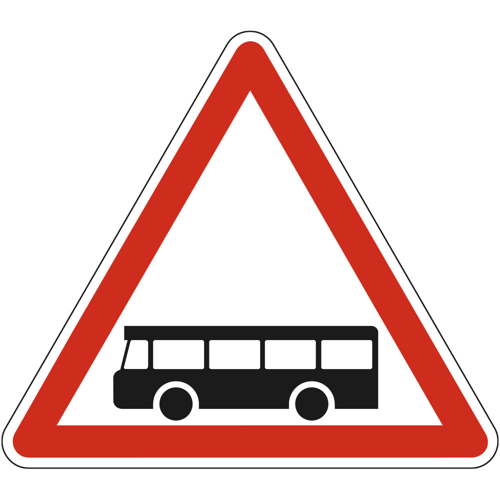 Panneau Danger Traversée de voie de véhicules des services réguliers de transport A9a Signalisation Triangulaire Bord Rouge