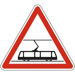 Panneau Danger Traversée de voies de tramways A9b Signalisation Triangulaire Bord Rouge Panneau Sécurité Routière