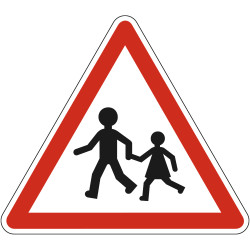 Panneau Danger Endroit fréquenté par les enfants A13a Signalisation Triangulaire Bord Rouge Panneau Sécurité Routière