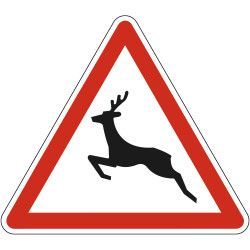 Panneau Danger Passage d'animaux sauvages A15b Signalisation Triangulaire Bord Rouge Panneau Sécurité Routière