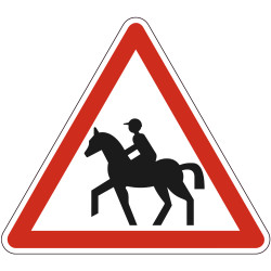Panneau Danger Passage de cavaliers A15c Signalisation Triangulaire Bord Rouge Panneau Sécurité Routière